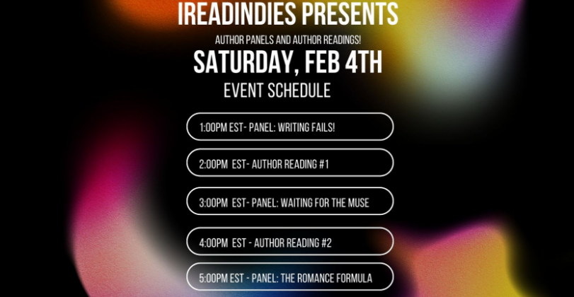 iReadIndies Saturday Feb 4th Author Panels Graphic