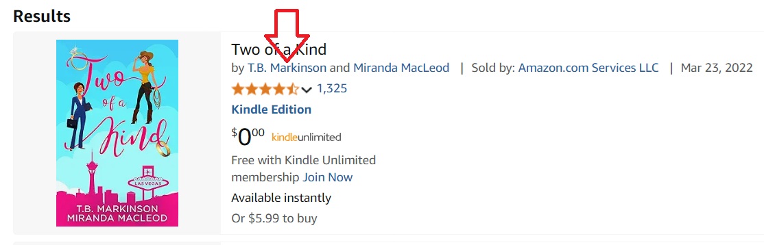 How to click on author's name graphic