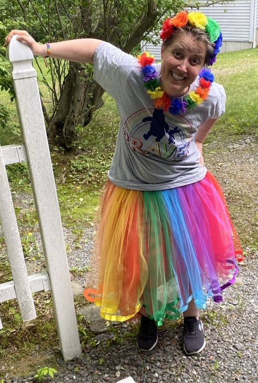 TB in rainbow tutu pride photo