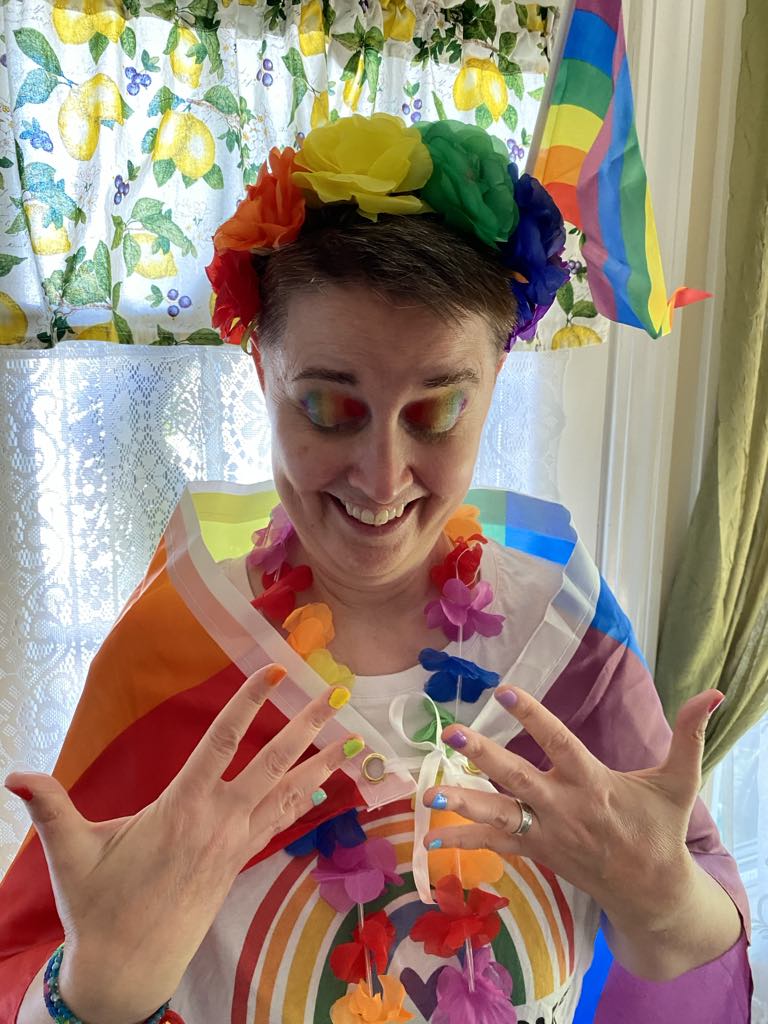 TB in Pride outfit photo